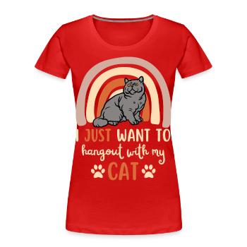 Cute British Shorthair Cat Cat - Women's Premium Organic T-Shirt - red - Front - Mia (176cm)