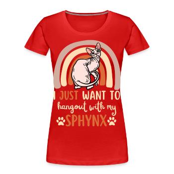 Süße Sphynx Katze - Frauen Premium Bio T-Shirt - Rot - Vorne - Mia (176cm)