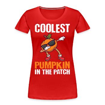 Dabbing Pumpkin Cool Halloween - Women's Premium Organic T-Shirt - red - Front - Mia (176cm)