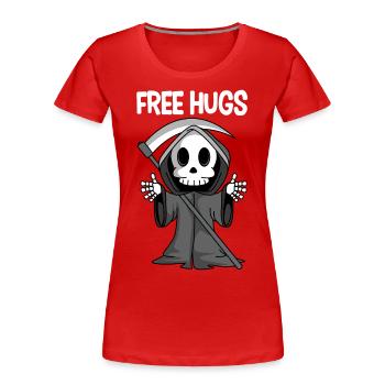 Free Hugs Grim Grim Creepy Halloween - Women's Premium Organic T-Shirt - red - Front - Mia (176cm)