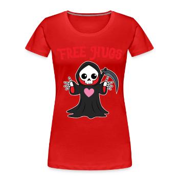Free Hugs Grim Grim Creepy Halloween - Women's Premium Organic T-Shirt - red - Front - Mia (176cm)
