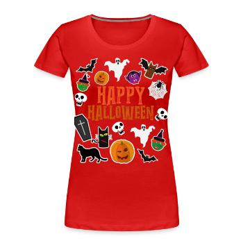 Happy Halloween Pumpkin Lantern Ghost Ghost - Women's Premium Organic T-Shirt - red - Front - Mia (176cm)