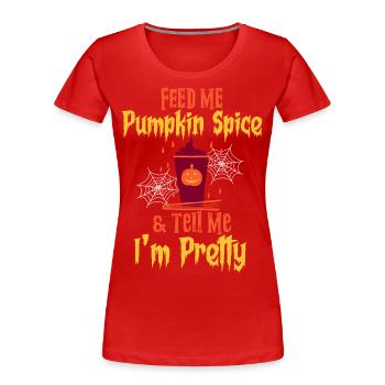Pumpkin Spice Coffee Pumpkin Autumn Halloween - Women's Premium Organic T-Shirt - red - Front - Mia (176cm)