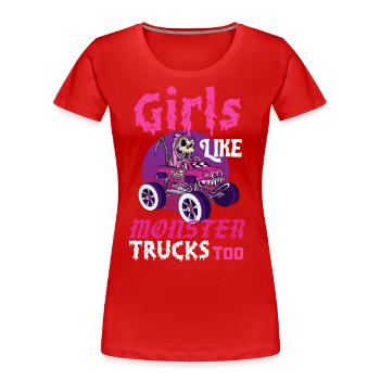Girls Like Monster Trucks Grim Reaper Halloween - Women's Premium Organic T-Shirt - red - Front - Mia (176cm)