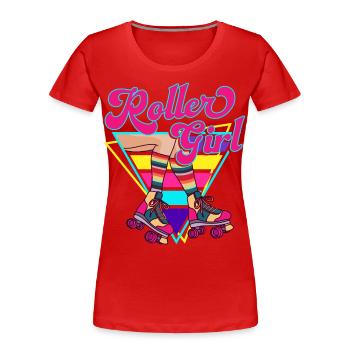 Roller Girl Retro 70er 80er Skater Rollschuhe - Frauen Premium Bio T-Shirt - Rot - Vorne - Mia (176cm)