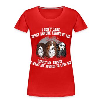 Berger australien amoureux chien maman papa australien - T-shirt bio Premium Femme - rouge - Devant - Mia (176cm)