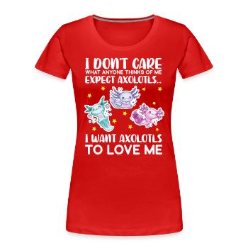 Axolotl Mexican sea salamander amphibians - Women's Premium Organic T-Shirt - red - Front - Mia (176cm)