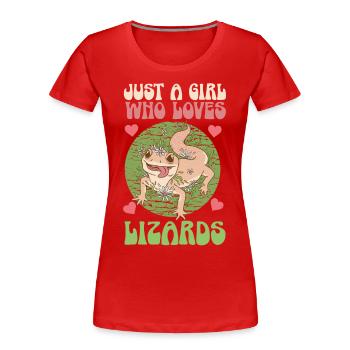 Just A Girl Who Loves Lizard's Lizard Reptiles - Women's Premium Organic T-Shirt - red - Front - Mia (176cm)