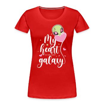 Heart is on the Galaxy Space Universe Astronaut - Women's Premium Organic T-Shirt - red - Front - Mia (176cm)