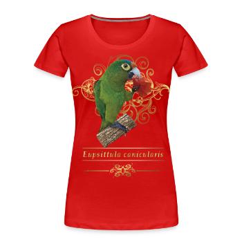 La perruche à front orange - T-shirt bio Premium Femme - rouge - Devant - Mia (176cm)