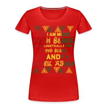 Mois de l’histoire des Noirs Mixte Noir Juneteenth - T-shirt bio Premium Femme - rouge - Devant - Mia (176cm)