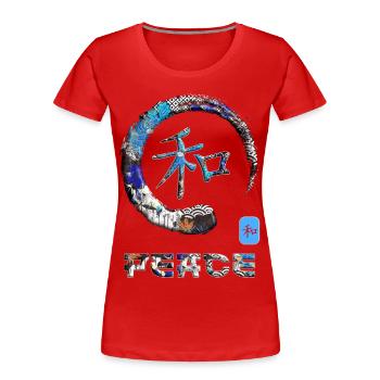 Paix Japonais Kanji Mot Symbole Enso Cercle 6 - T-shirt bio Premium Femme - rouge - Devant - Mia (176cm)