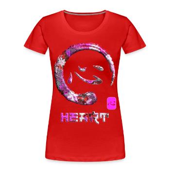 Coeur Japonais Kanji Mot Symbole Enso Cercle 18 - T-shirt bio Premium Femme - rouge - Devant - Mia (176cm)