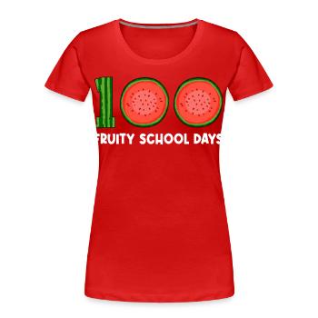 100 Fruity School Watermelon Fruits tropicaux Fruits - T-shirt bio Premium Femme - rouge - Devant - Mia (176cm)