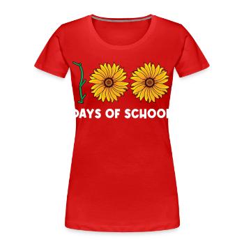 100 jours d’école Tournesols avec fleurs École - T-shirt bio Premium Femme - rouge - Devant - Mia (176cm)