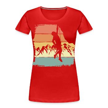 Klettern retro vintage - Frauen Premium Bio T-Shirt - Rot - Vorne - Mia (176cm)