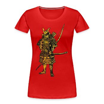 Japanischer Samurai Arch Schwertkrieger 115 - Frauen Premium Bio T-Shirt - Rot - Vorne - Mia (176cm)