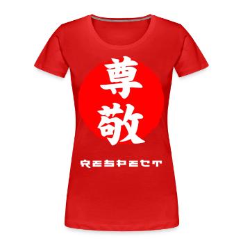 Respectez les mots kanji japonais cités par le Japon - T-shirt bio Premium Femme - rouge - Devant - Mia (176cm)