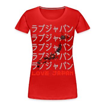 Japan Karte Reisen Japanischer Liebhaber Symbol Kanji Liebe - Frauen Premium Bio T-Shirt - Rot - Vorne - Mia (176cm)