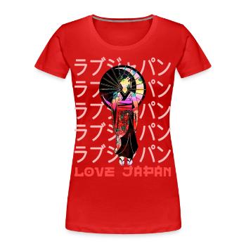 Geisha traditionelles japanisches Symbol Wort Kanji - Frauen Premium Bio T-Shirt - Rot - Vorne - Mia (176cm)