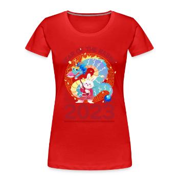 Chinesisches Neujahr, Drachentanz 2023 - Frauen Premium Bio T-Shirt - Rot - Vorne - Mia (176cm)