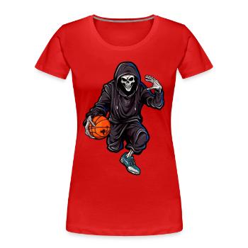 Crâne en combinaison de jogging avec ballon de basket-ball - T-shirt bio Premium Femme - rouge - Devant - Mia (176cm)