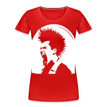 Schreiender Punkrocker mit Mohican Anarchy Punk - Frauen Premium Bio T-Shirt - Rot - Vorne - Mia (176cm)