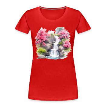 Beauté de l’eau et des fleurs - T-shirt bio Premium Femme - rouge - Devant - Mia (176cm)
