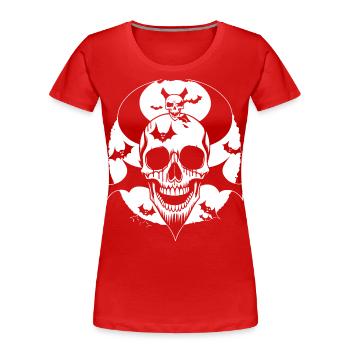 Horreur Crâne Crâne Art Crâne Gothique Heavy Metal - T-shirt bio Premium Femme - rouge - Devant - Mia (176cm)