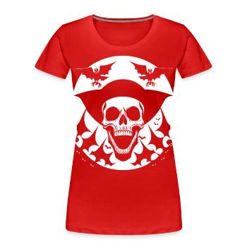 Horreur Crâne Crâne Art Crâne Gothique Heavy Metal - T-shirt bio Premium Femme - rouge - Devant - Mia (176cm)