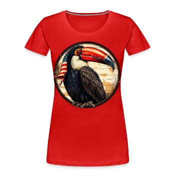 Tukan mit Amerika Flagge - Frauen Premium Bio T-Shirt - Rot - Vorne - Mia (176cm)