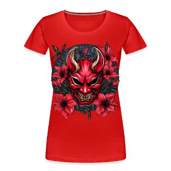 Hannya Red Lily - T-shirt bio Premium Femme - rouge - Devant - Mia (176cm)