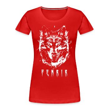 Wolf Head Wolf Skull Fenrir Norse God - Women's Premium Organic T-Shirt - red - Front - Mia (176cm)