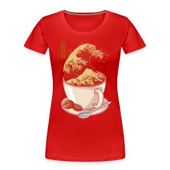 Kanagawa - Japanischer Cappuccino-Kaffee - Humor - Frauen Premium Bio T-Shirt - Rot - Vorne - Mia (176cm)