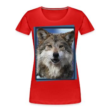 Loup - T-shirt bio Premium Femme - rouge - Devant - Mia (176cm)