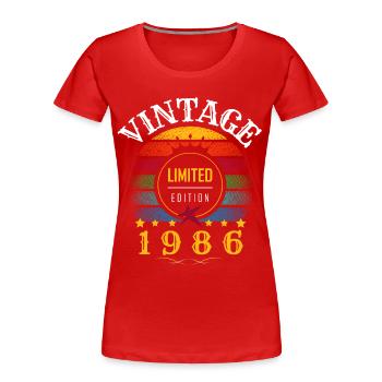 Vintage rétro année 1986 sunset - T-shirt bio Premium Femme - rouge - Devant - Mia (176cm)