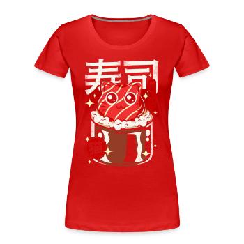 Japon - chat sushi mignon - T-shirt bio Premium Femme - rouge - Devant - Mia (176cm)