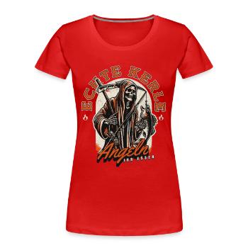 Echte Kerle angeln ihr Essen - Lustiges Angel Desi - Frauen Premium Bio T-Shirt - Rot - Vorne - Mia (176cm)