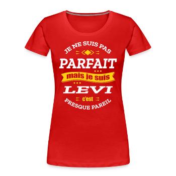 LEVI PARFAIT - PRENOM LEVI - T-shirt bio Premium Femme - rouge - Devant - Mia (176cm)