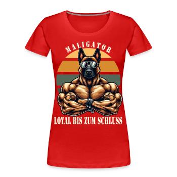 Maligator Loyal bis zum Schluss muskulöser Malinoi - Frauen Premium Bio T-Shirt - Rot - Vorne - Mia (176cm)