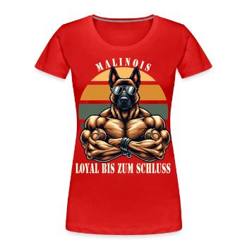 Loyal bis zum Schluss muskulöser Malinois - Frauen Premium Bio T-Shirt - Rot - Vorne - Mia (176cm)