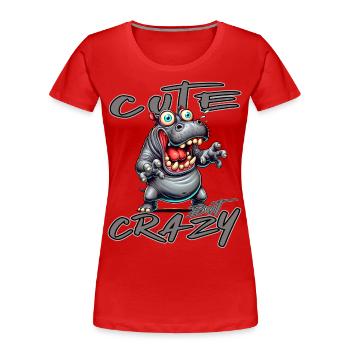 Motif drôle de bande dessinée hippopotame mignon mais fou - T-shirt bio Premium Femme - rouge - Devant - Mia (176cm)