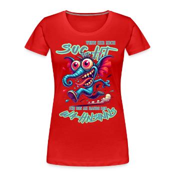 Wenn ihr mich sucht, ich bin am Rande des Wahnsinn - Frauen Premium Bio T-Shirt - Rot - Vorne - Mia (176cm)