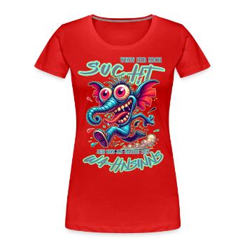 Wenn ihr mich sucht, ich bin am Rande des Wahnsinn - Frauen Premium Bio T-Shirt - Rot - Vorne - Mia (176cm)