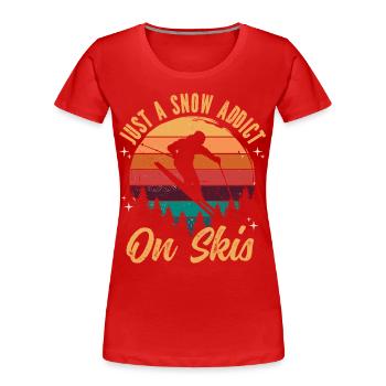 Juste un accro de la neige sur le ski Vintage Retro - T-shirt bio Premium Femme - rouge - Devant - Mia (176cm)