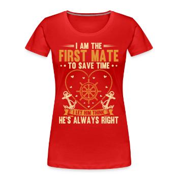 First Mate Capitaine Bateau Croisière Pontoon - T-shirt bio Premium Femme - rouge - Devant - Mia (176cm)