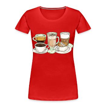 Coffee Coffee Lover Coffee Mug Barista Vintage - Women's Premium Organic T-Shirt - red - Front - Mia (176cm)