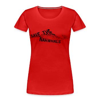 Narval (baleine à dents) - T-shirt bio Premium Femme - rouge - Devant - Mia (176cm)