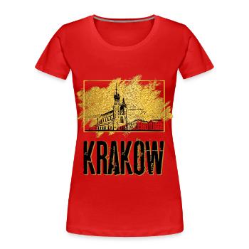 Cracovie Cracovie Pologne Ville Skyline Home Or - T-shirt bio Premium Femme - rouge - Devant - Mia (176cm)