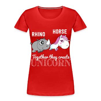 Idée de cadeau d'amour de rhin cheval mignon - T-shirt bio Premium Femme - rouge - Devant - Mia (176cm)